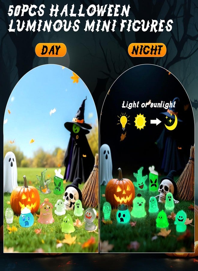 EKisemio 50PCS Luminous Mini Resin Halloween Decorations Resin Mini Figurines Glow in The Dark for Spooky Garden Haunted House Displays Party Favors & Outdoor Decor - Image 3